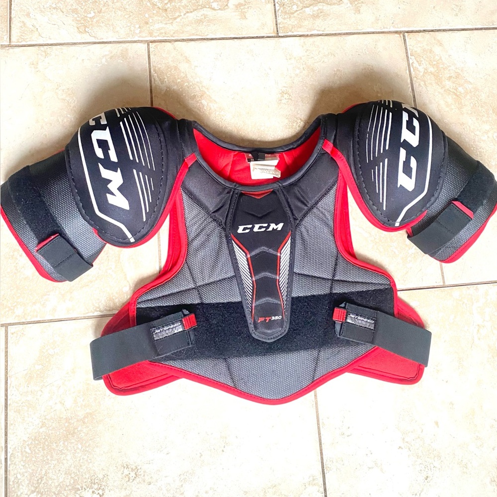 CCM JetSpeed FT350 Senior Large Hockey Shoulder Pads Black Red Equipment Gear